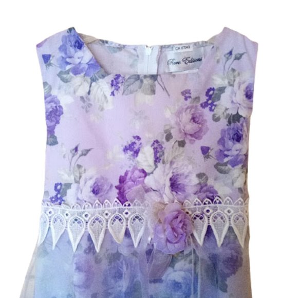 Purple Floral Dress Special Ocaasion Flower Girl 8 - Picture 2 of 5